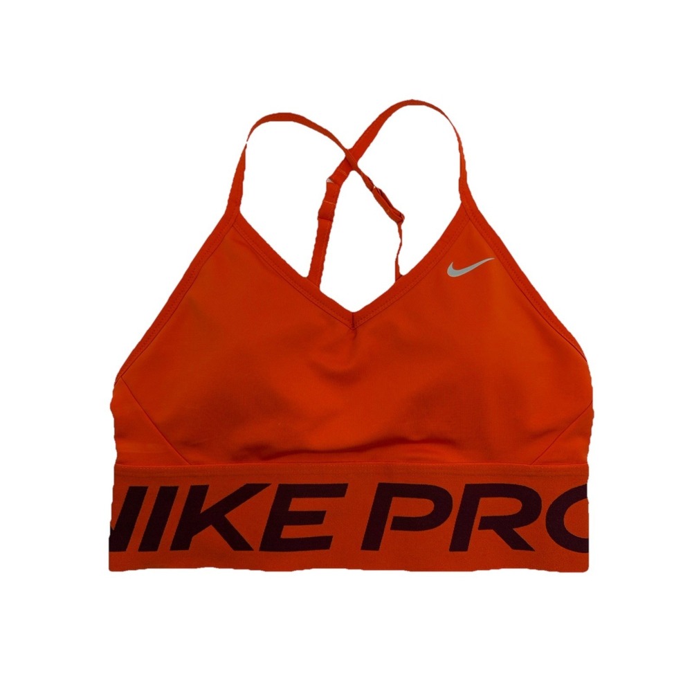 Nike Pro Indy Plunge Women's Dri Fit Sports Bra Size Large Orange